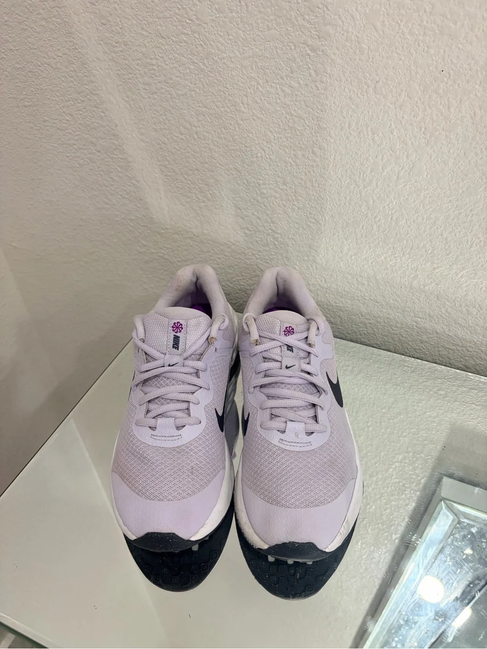 Nike Women's Lavender Mesh Running Shoes with Black Swoosh